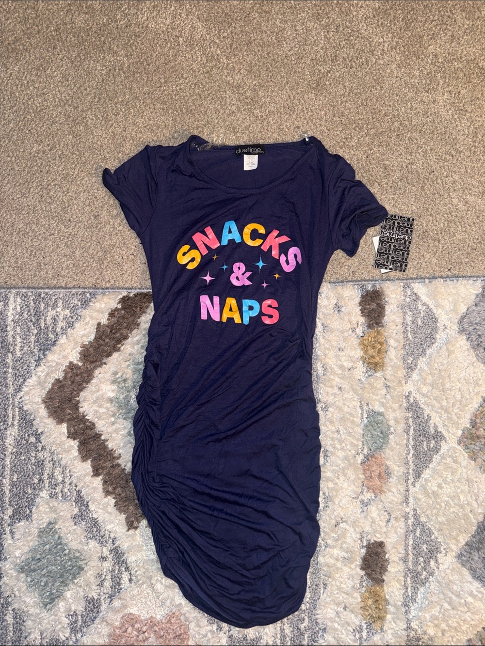 Due Time Snacks & Naps Navy Graphic Tee Dress